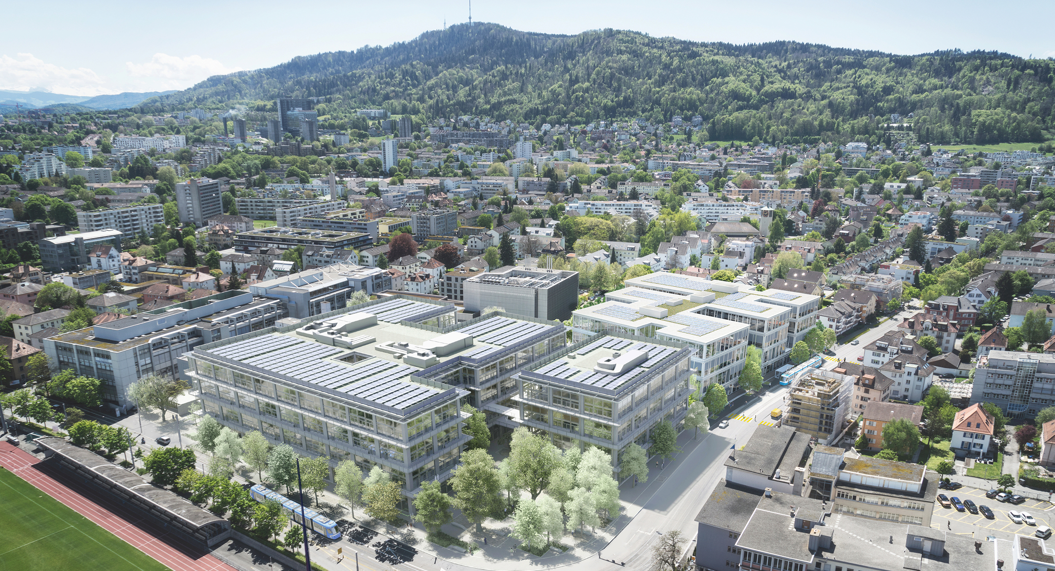 Areal view of Yond buildings